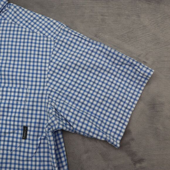 Columbia Button Up Shirt Mens M Blue Checked Fishing Outdoor Fish Hike Camp - Picture 8 of 14
